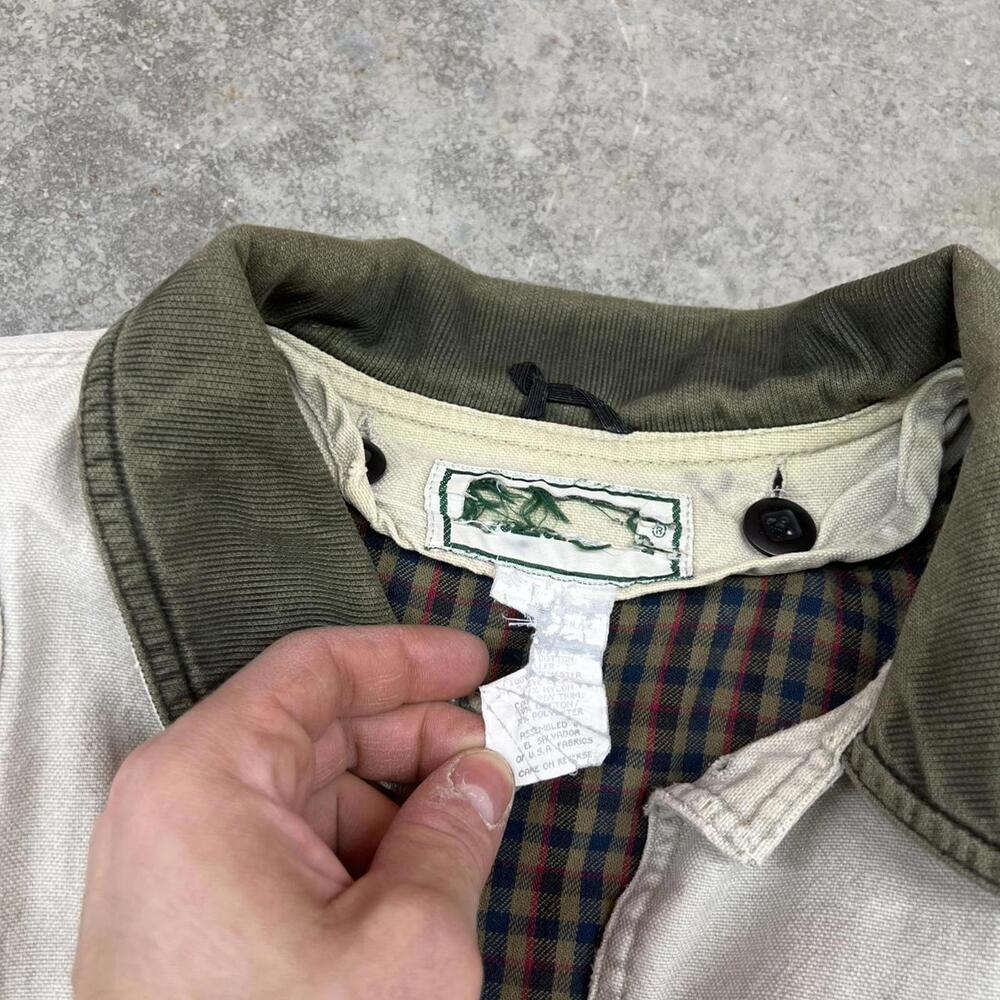 vintage l.l. bean beige button down barn chore coat size large - Picture 5 of 8